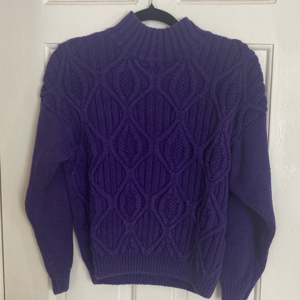 Vintage Boundary Waters Chunky Knit Purple Sweater